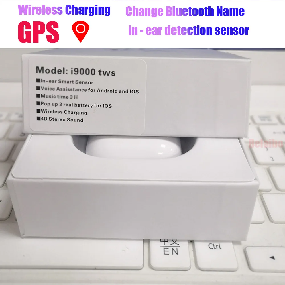 I9000 TWS наушники умный датчик gps местоположения Bluetooth 5,0 беспроводные наушники сенсорный всплывающий гарнитура спортивные наушники pk i200 i500 - Цвет: i9000  A white