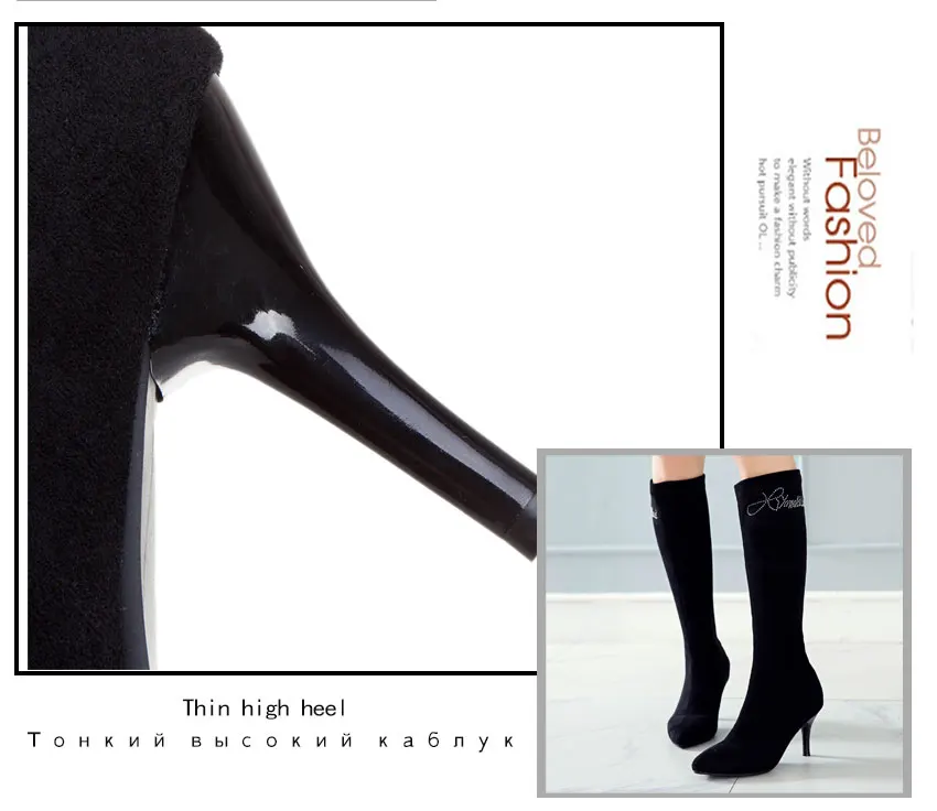 ESVEVA/ г. Обувь женские сапоги до колена ботинки из искусственной кожи на низком каблуке мотоциклетные ботинки с острым носком без застежки размеры 34-43