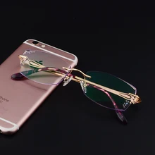 Новые с восемью отверстиями без винтового крепления обеспечивают корейский без оправы, со стразами с оторочкой из Для женщин очки для близорукости