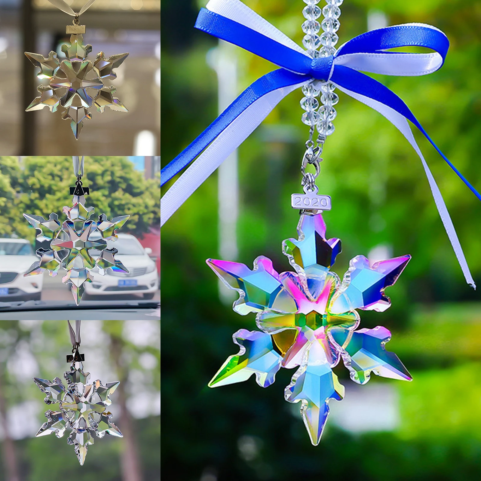 Rearview Mirror New Year 2022 2017 Christmas 2022 New Year Christmas Crystal Snowflake Car Hanging Ornament Car Rear  View Mirror Pendant Car Accessories Christmas Pendant|Pendant & Drop  Ornaments| - Aliexpress