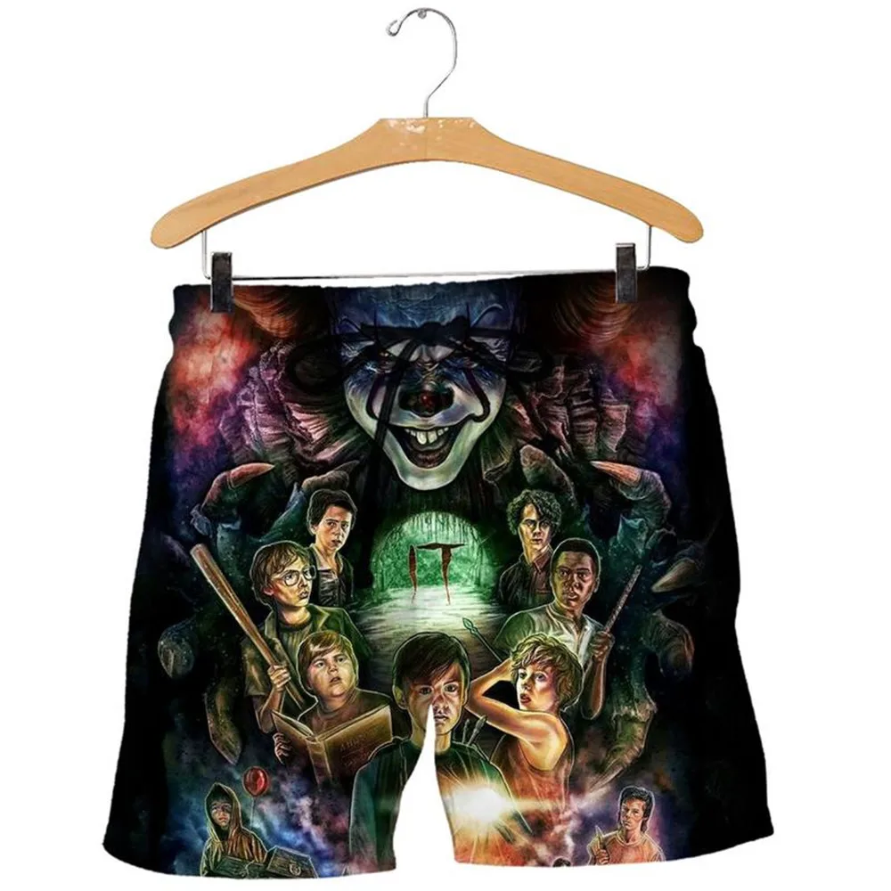 

PLstar Cosmos Halloween style Summer Shorts Funny Jack the Clown IT 3D Printed Beach shorts Comfortable Men for women Shorts
