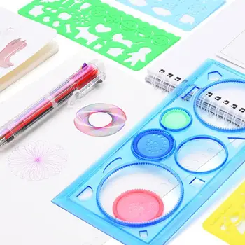 

1pcs/4pcs Transparent Ruler Kaleidoscope Geometric Stationery Tool Supplies Drawing Learning For Students Shape Set Drawing J2M1