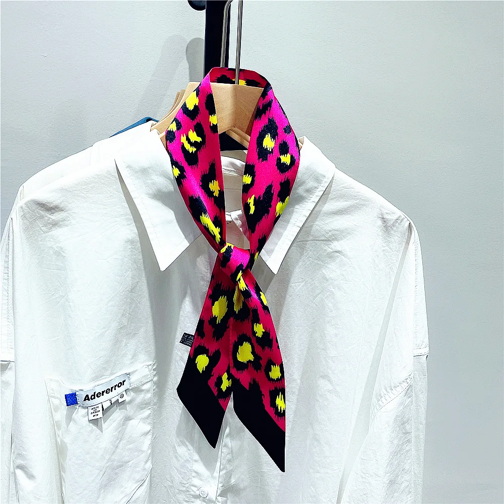 Sommer-Schal mit Leopardenmuster, 2024, neues Markendesign, Damen-dünne Tasche, Schals, Haarband, Hals-Seidenschal, Damen-Foulard-Stirnbänder – Detail 16