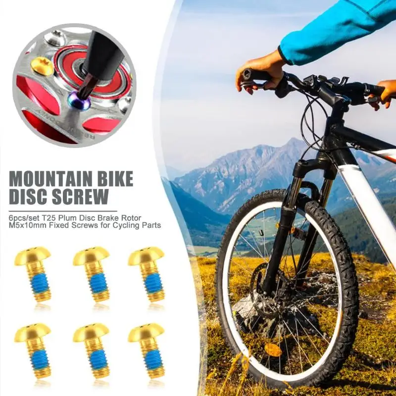 6 шт./компл. винты MTB велосипед дисковый тормоз ротора болты T25 Plum на открытом воздухе велосипедные аксессуары Титан Сплав Тормозной диск фиксируется