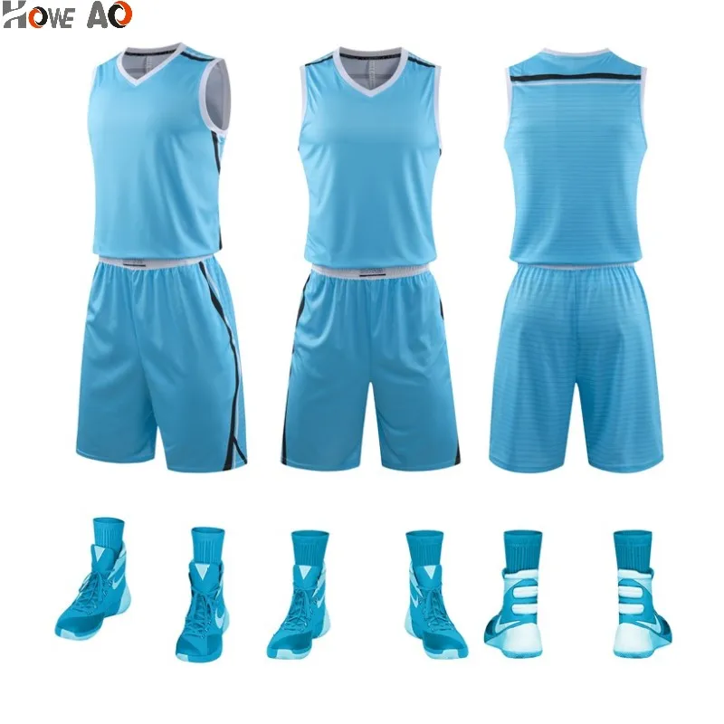 

HOWE AO Adult Sports clothing basketball training jersey set Men blank college tracksuits breathable sport basketball uniforms
