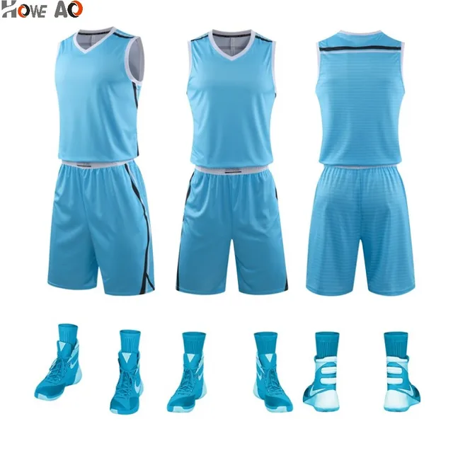 US $27.20 HOWE AO Adult Sports clothing basketball training jersey set Men blank college tracksuits breathabl