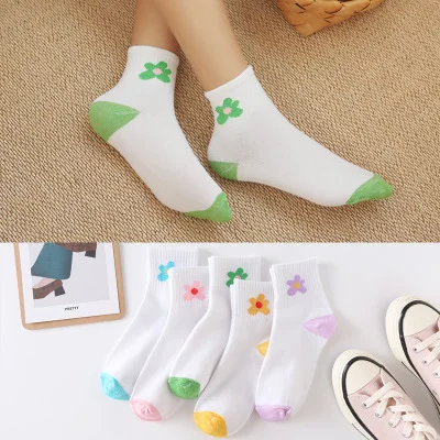 5 пар, женские короткие носки, носки с персонажами мультфильмов для девочек, Забавные милые носки с символикой аниме, дышащие удобные короткие носки Kawaii
