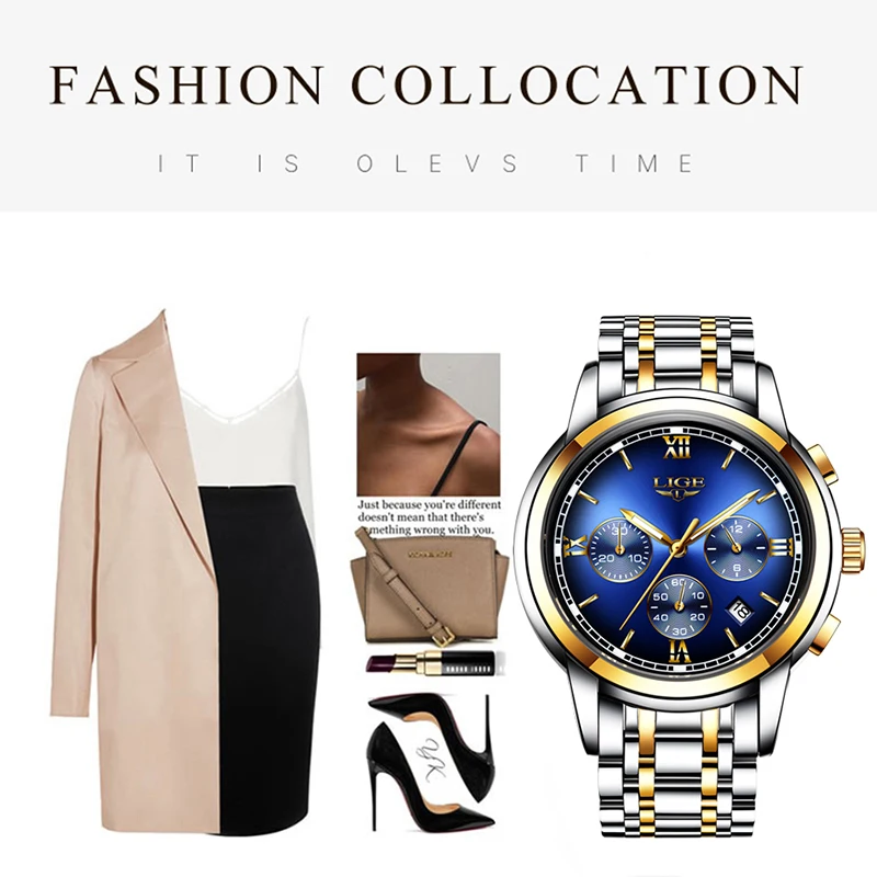 Lige New Rose Gold Women Watch Business Quartz Watch Ladies Top Brand Luxury Female Wrist Watc-3