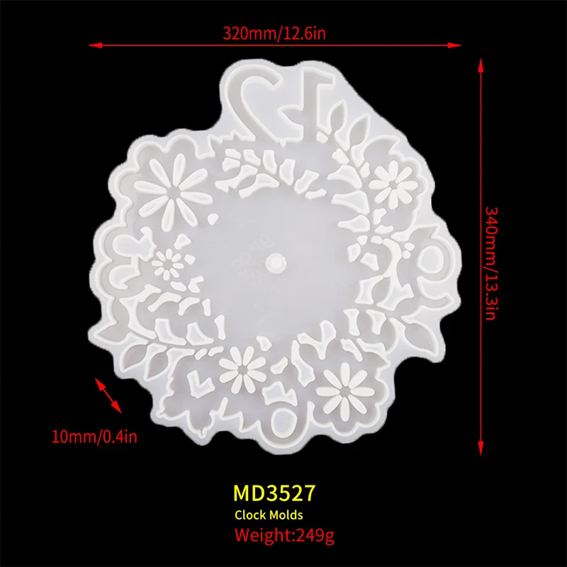 Hd93d23856a6e420aa5e2ba8972eec960k 2021 New Style Flower Shape Watch Resina Epoxi Moule Digital Clocks Stampo Silicone Mold Hanging Home Jewelry Making Crafts