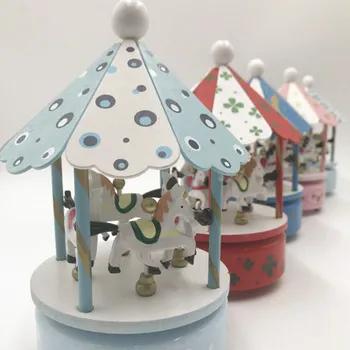 

A variety of wooden carousel music box sky city cone top classical music box birthday gift Valentine's Day gift friend