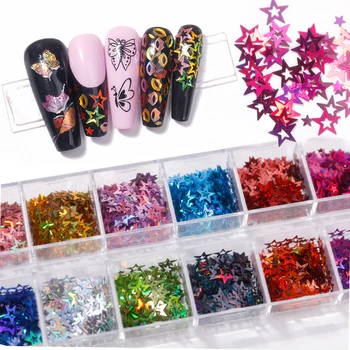 

Holo Pink lip/Star Shaped Miniature Nail Sequins Metal Glitter Resin Supplies for nails, Slime, Tumblers Solvent Resistant KL29D