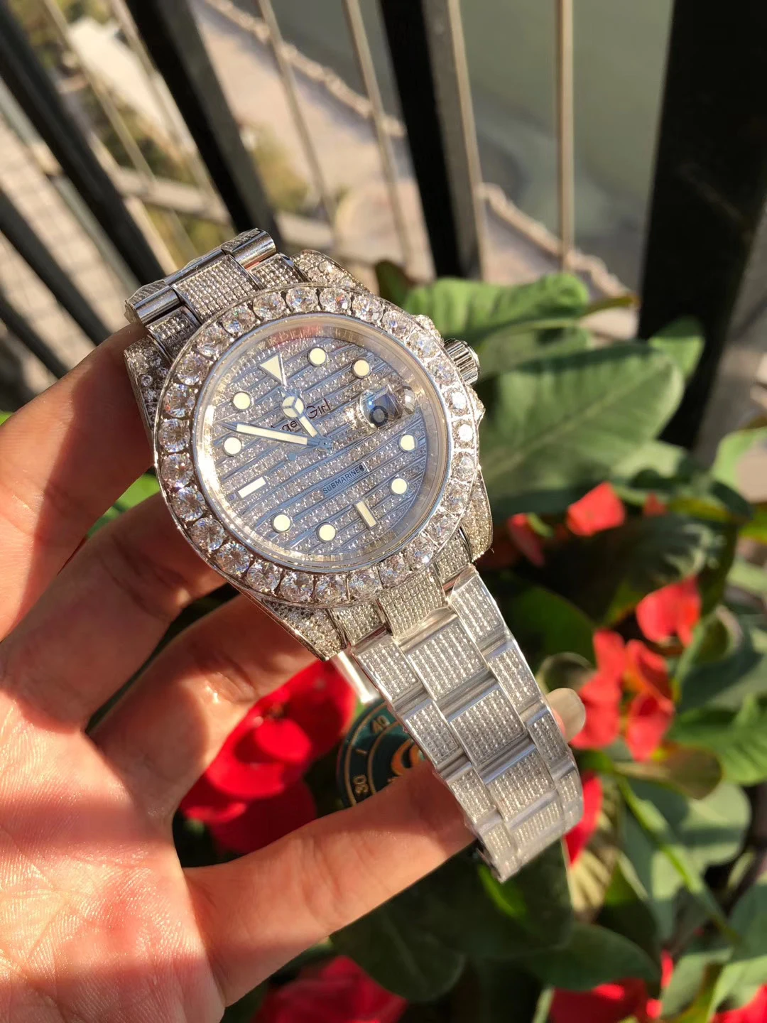 

Luxury Brand New Men PearlMaster 39 Iced Diamonds Dial Colorful Automatic Mechanical 904L Stainless Steel Sapphire Watch 45mm