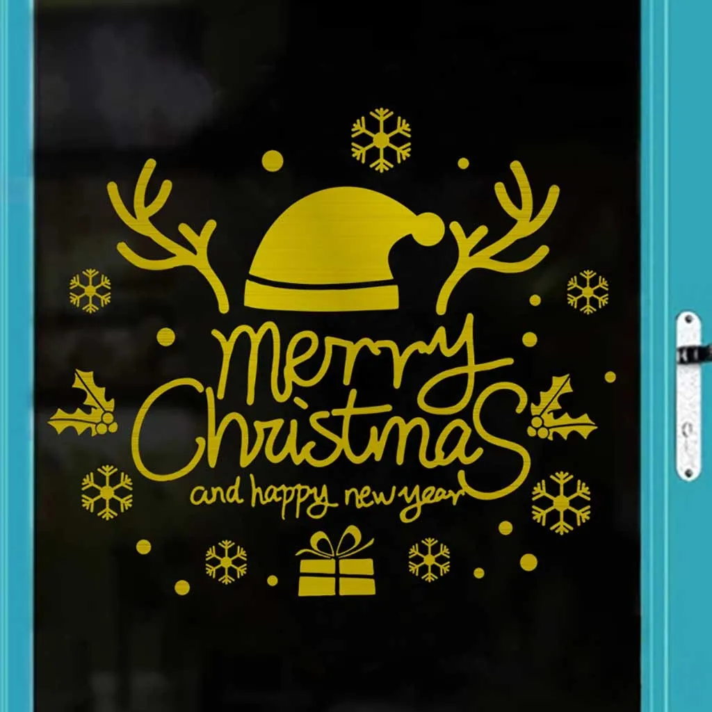 Merry Christmas Background Wall Decoration Removable Stickers For Home Santa Clause Party Decorations 64P | Дом и сад