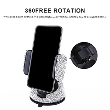 

Crystal Car Phone Holder With A Vent Base Universal Phone Holder For Instrument Panel Windshield And Vent Silver New