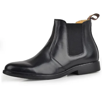 

italian brand designer men casual ankle boots point toe gentleman cow leather shoes outdoor cowboy chelsea boot botas masculina