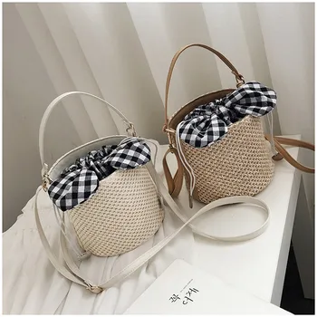 

Women New Korean Version Of The Foreign Leisure Casual Straw Bag Fashion Handbag Shoulder Bucket Bag