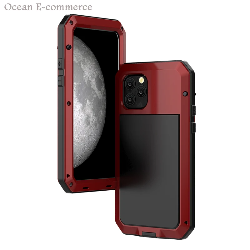 Роскошный Водонепроницаемый чехол для iPhone 11 Pro Max, металлический, алюминиевый, стеклянный, силиконовый, противоударный чехол, жесткий, 360, полная Защита, Чехол Для Телефона