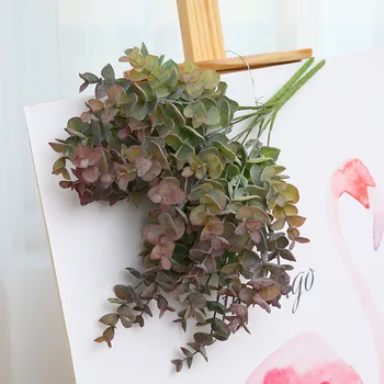 

Hot Sales Eucalyptus Tie Beam Money Leaf Bundle of Home Decoration Artificial Plant Flower Arrangement with Wood