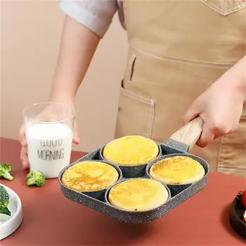 

4 Hole Fried Egg Burger Pan Fried Egg Pot Pancake Omelets Frying Pan Square Non-Stick Breakfast Pot Mini Cooker Pan