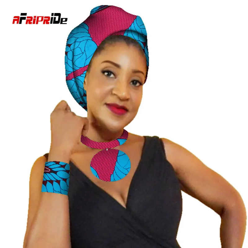 Африканское женское ожерелье, головной платок и браслет 3 штуки цветные съемные воротники и повязка на голову женская одежда аксессуары SP084 - Цвет: 9