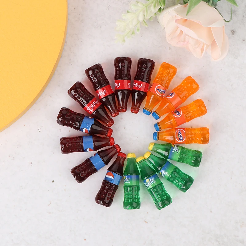 Dollhouse Miniature Coke Fanta Sprite Water Bottle Beverage Model 4PCS for Dollhouse Kitchen Food Toy soda bottles