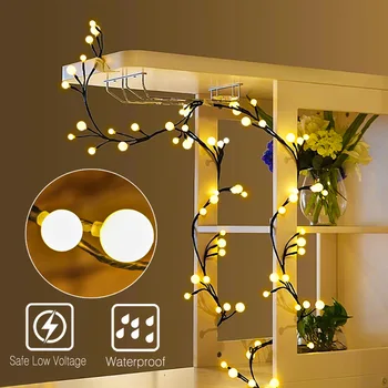 

60LEDs Vines lights Copper Wire Branch lights Globe led fairy Rattan string lights Plug Cafe Christmas Wedding Party Decoration