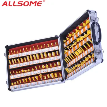 

ALLSOEM 100Pcs 1/4 Inch Shank Tungsten Carbide Router Bit Woodworking Milling Cutter