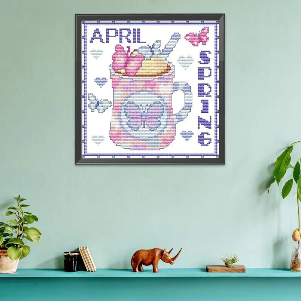 Cross Stitch Kit Twelve Months series 11CT Printed Fabric Canvas 35x35cm DIY Home Decor