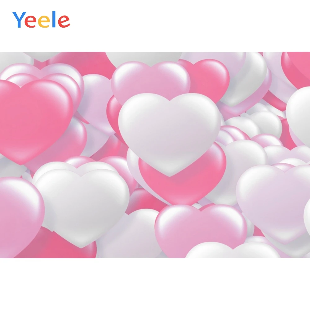 Valentines Day Heart White Balloons Pink Photocall Photography Backdrops Personalized Photographic Background For Photo Studio |