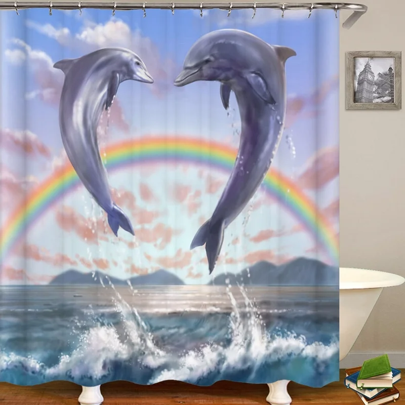 Набор для ванной комнаты с изображением слона, Океанский дельфин, глубокое море, 3D занавеска для душа с 12 крючками, подставка для коврика, крышка для унитаза, набор ковриков для ванной