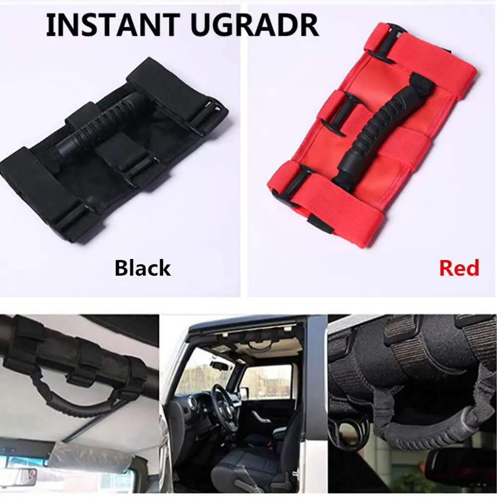 1 шт. автомобильный рулонный поручень для Jeep Wrangler 2007- водонепроницаемый холщовый поручень на крышу с 3 ремешками черный/красный