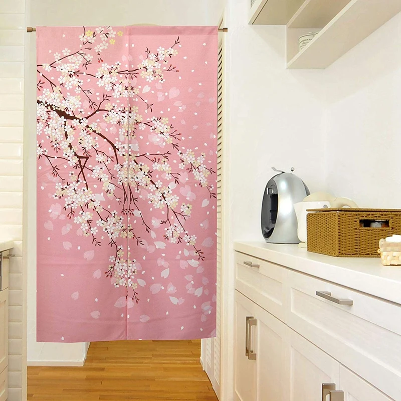 Японская занавеска для душа Beimen Road, вишневый цвет, японская тканевая занавеска с принтом, гобелен