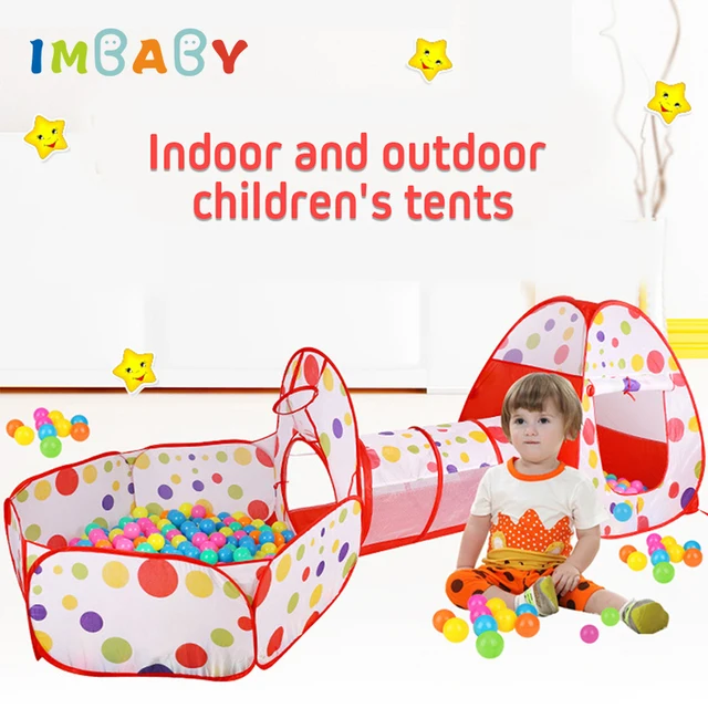 IMBABY Foldable 3 In 1 Playpen For Children Portable Kid Tipi Tent Crawling Tunnel Baby Dry Ocean Ball Fence Play Pool Connected 5