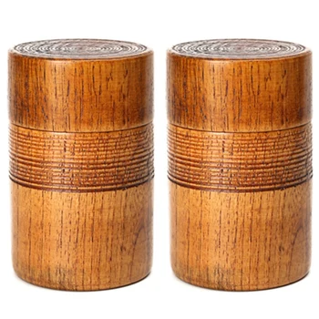 

HLZS-Wooden Tea Pot Handmade Kung Fu Tea Set Portable Travel Tea Storage Candy Nut Coffee Bean Powder Boxed Sealed Can 2 Pack