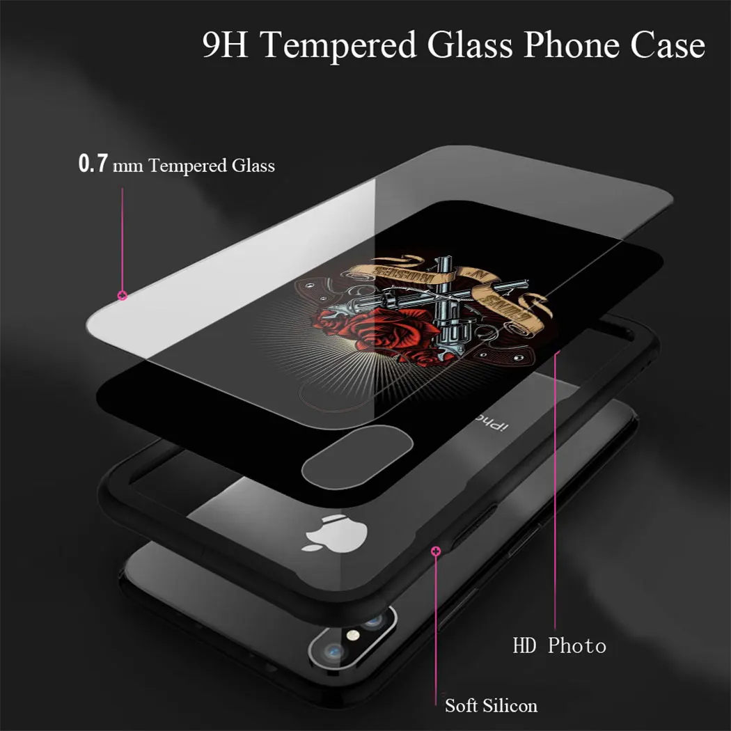 L18 guns N' Roses GNR чехол из закаленного стекла для iphone 11 Por XS Max XR X 8 7 6 6S Plus 5 5S SE чехол