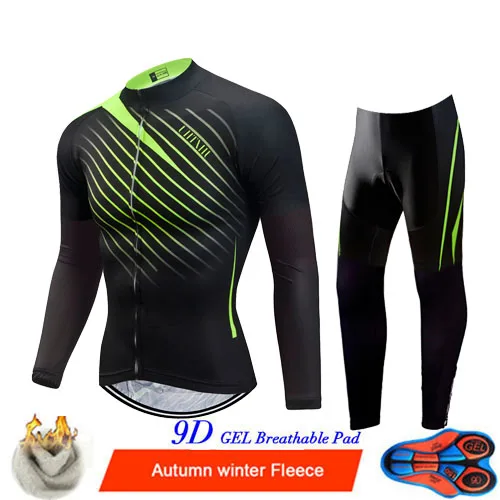 Cycling Set Uhtxhu зимняя велосипедная одежда велосипедные наборы для мужчин термальная флисовая велосипедная форма Джерси Набор шоссейные велосипедные майки костюм для езды на горном велосипеде - Цвет: Cycling Set