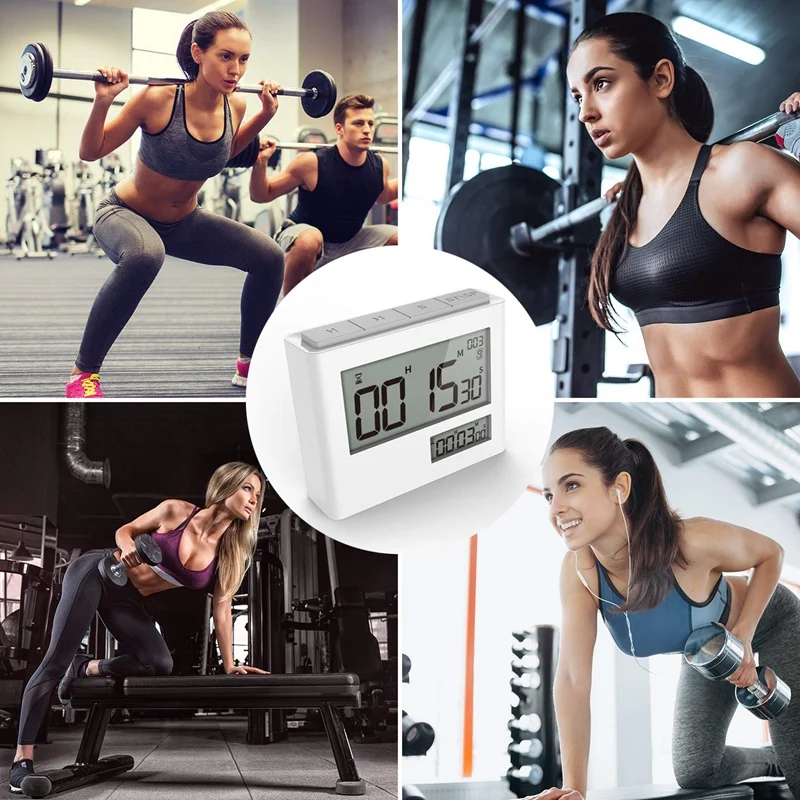 Multifunction Kitchen Timer,Dual Screen Alarm Clock, Magnetic Countdown Interval Timer Gym Workout Timer,Stopwatch,Management To