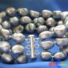 DYY 914+++ 3 ряда серый искусственный жемчуг в стиле барокко браслет