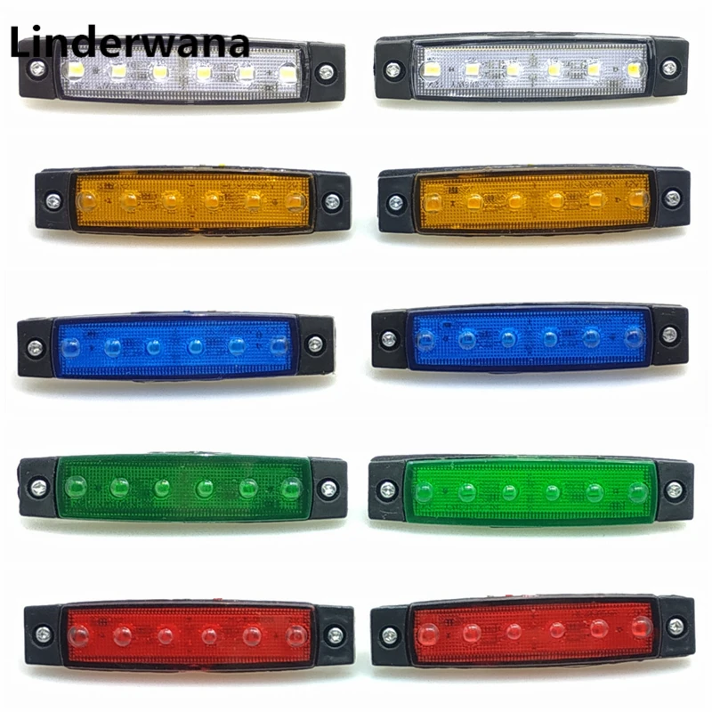 

10x/4x/2x LED 6 SMD Truck Lorry Trailer Side Marker Indicators Car Turn Signal Brake Rear Warning Tail Light Lamp 24V 12V