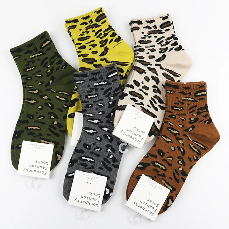 Женские модные носки с леопардовым принтом, зимние теплые винтажные носки в стиле Харадзюку для девочек, рождественские подарки, распродажа на осень