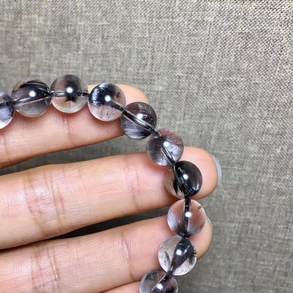 Сертификат, натуральный брукит, Платиновое серебро, Рутиловый Кварц, браслет 9,2 мм, Кристальный драгоценный камень, прозрачные круглые бусины для женщин и мужчин, ааааа