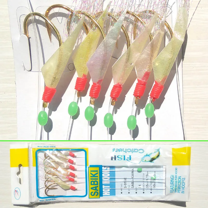 100 packs 10 12 14 16 18 20 sea bass ribbonfish Sabiki Rig Shrimp