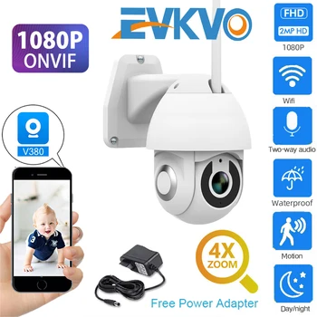 

EVKVO WIFI 1080P Wifi Camera Surveillance Hoe Security Camera Humain Detection AI Outdoor Waterproof Onvif Two-way Voice Camera