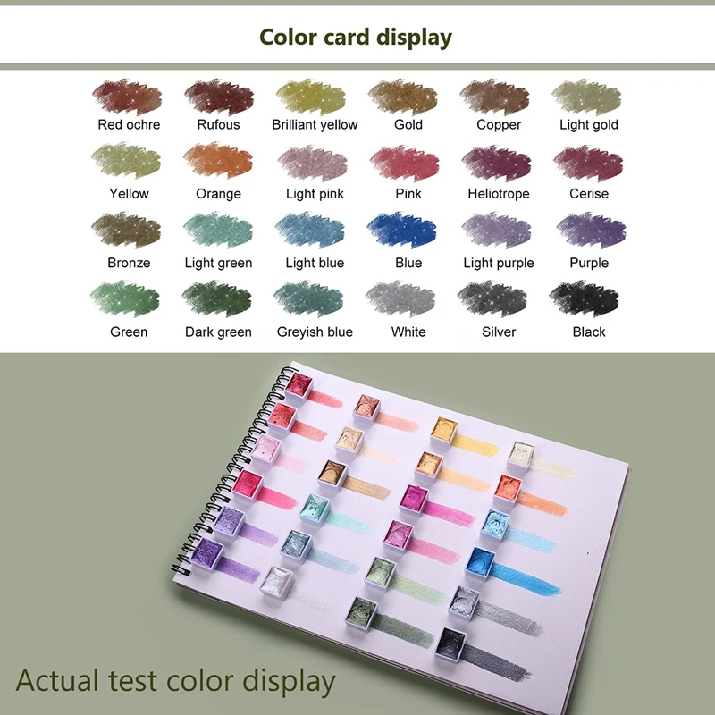 

24Colors Pearlescent Watercolor Pigment Metallic Solid Paint Painting Pigment