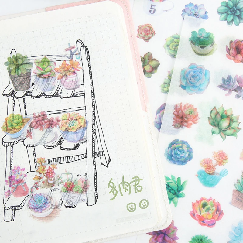 6pcs/pack Kawaii Creative DIY Dariy Decoration Scrapbooking Stickers Transparent Adhesive Planner Stickers 13 selection