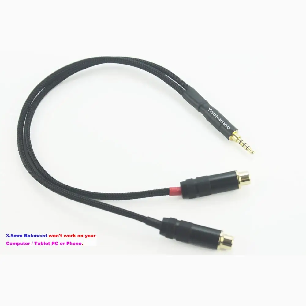 3 5mm Balanced to RCA Female Cable Balanced Headphone Audio Adapter Cable 1FT 0 3M