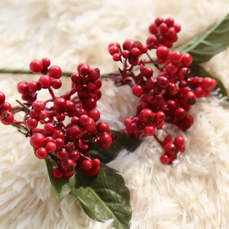 Рождественские декоративные ягоды Холли ветка для DIY Искусственные праздничные украшения дерево украшения цветочные композиции