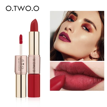 

O.TWO.O Lipstick Makeup otwoo Liquid Matte Lipstick WaterProof Long Lasting Lip Tint Korean Cosmetic Lip Gloss Lipstick 2 IN 1