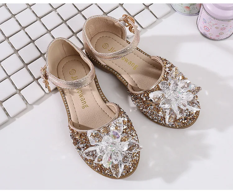 Children girls Crystal Shoes dance Shoes Flat Party Princess girl Shoes gold pink sliver 25-36 GZX02