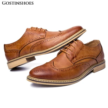

Men Brogue Carved Fashion Buty Meskie British Style Men Pointed Toe Buty Meskie Black Casual Cow Buty Meskie Nightclub